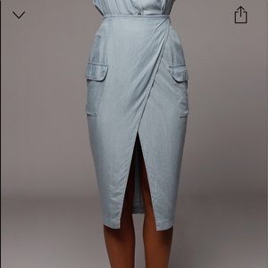 JLuxLabel - Light Denim Ibriz Chambray Skirt